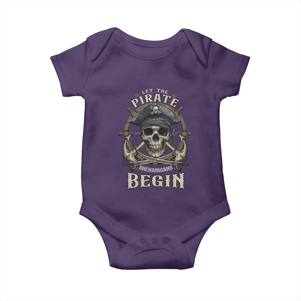 Funny Let The Pirate Shenanigans Begin Baby Onesie Vintage Captain Crossbones Freebooter TS11 Purple Print Your Wear