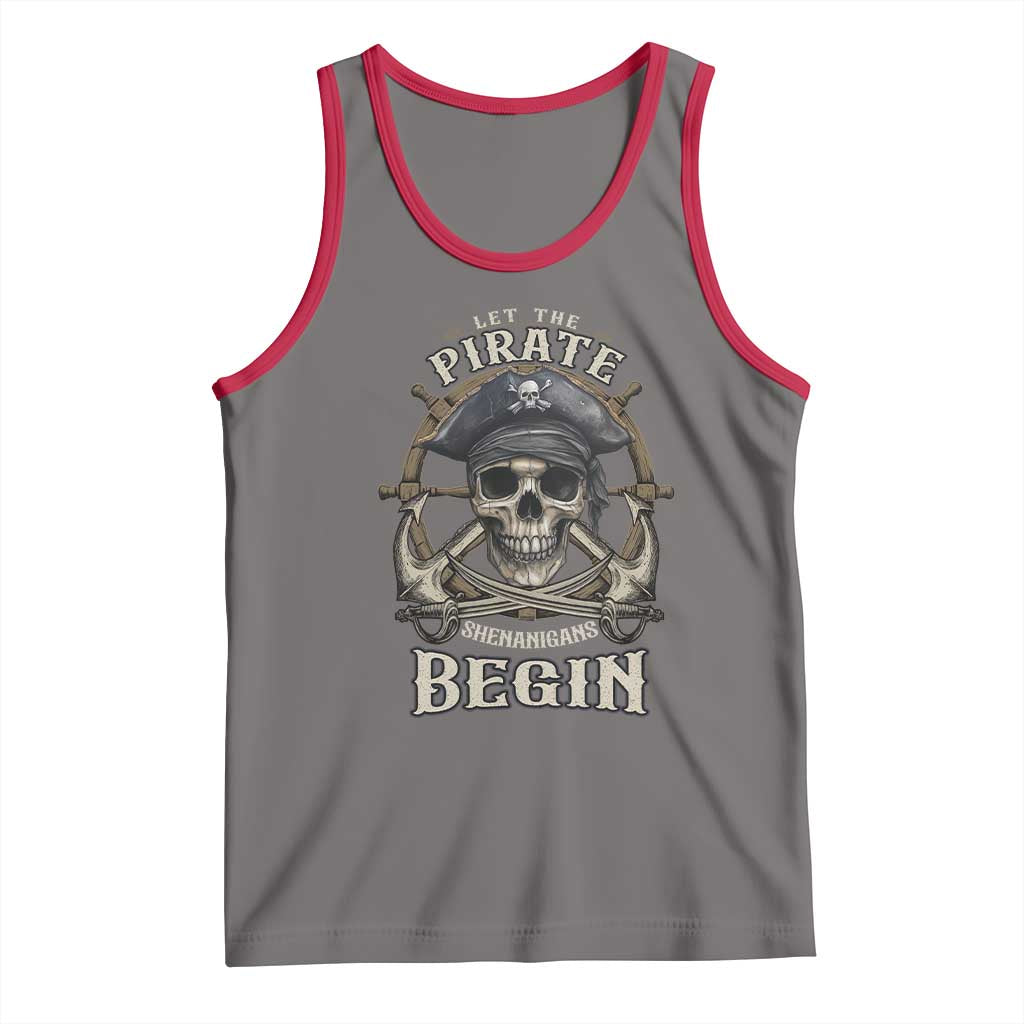 Funny Let The Pirate Shenanigans Begin Tank Top Vintage Captain Crossbones Freebooter TS11 Deep Heather Red Print Your Wear