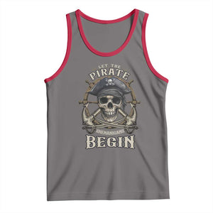Funny Let The Pirate Shenanigans Begin Tank Top Vintage Captain Crossbones Freebooter TS11 Deep Heather Red Print Your Wear