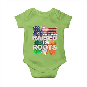 Irish American Baby Onesie American Raised Irish Roots St Patrick's Day TS11 Lime Print Your Wear
