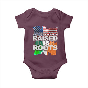 Irish American Baby Onesie American Raised Irish Roots St Patrick's Day TS11 Maroon Print Your Wear