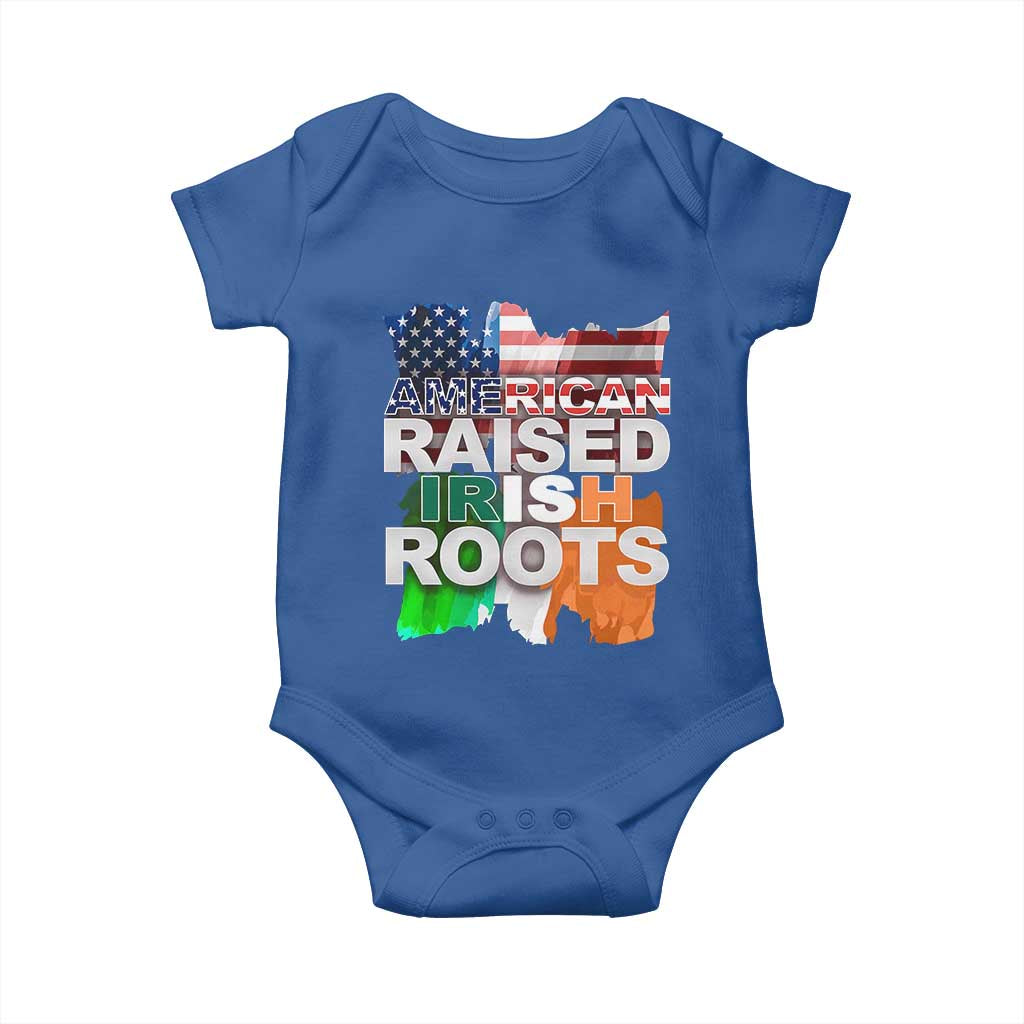 Irish American Baby Onesie American Raised Irish Roots St Patrick's Day TS11 Royal Blue Print Your Wear