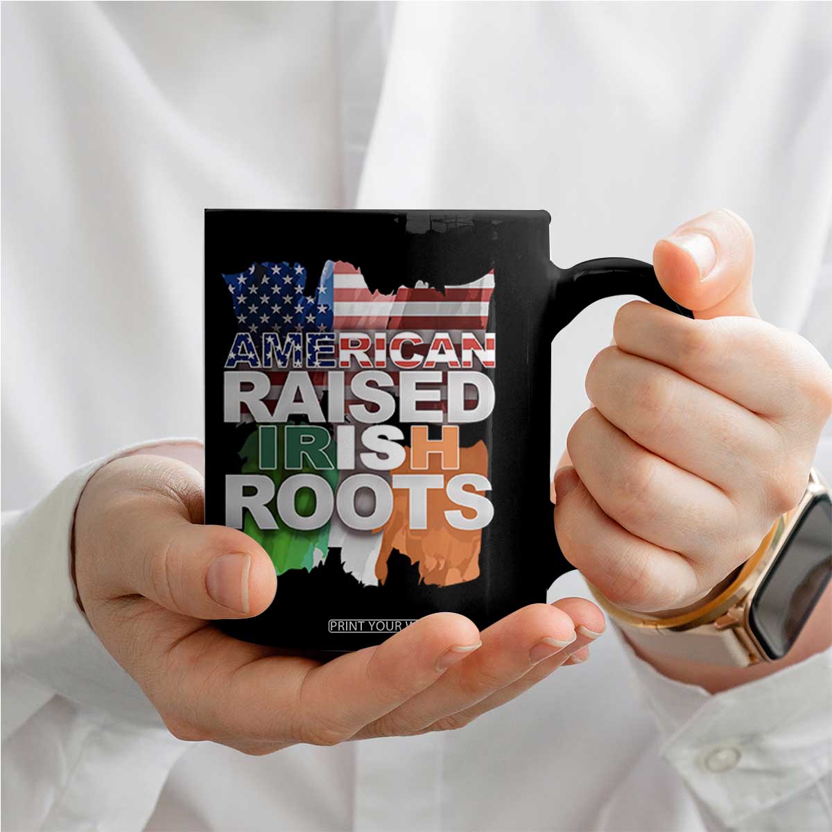 Irish American Coffee Mug American Raised Irish Roots St Patrick's Day TS11 Print Your Wear