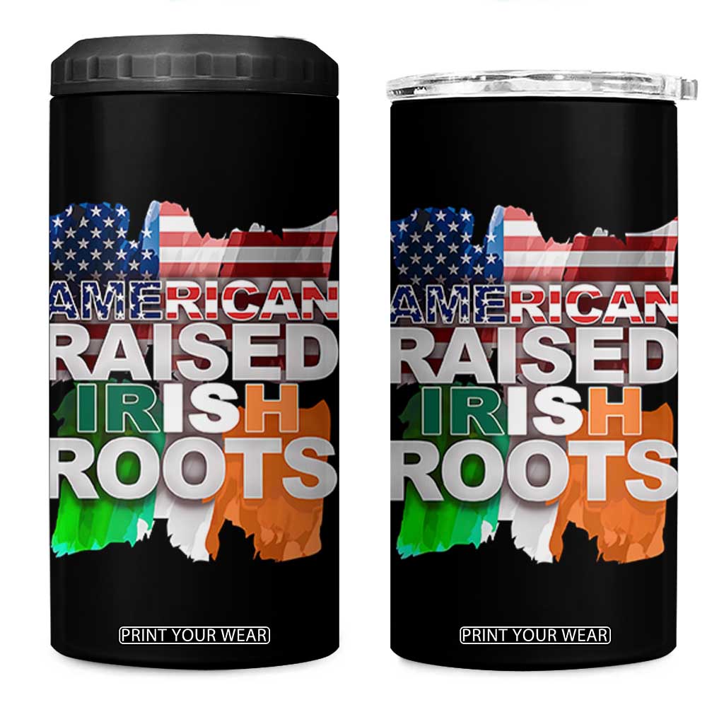 Irish American 4 in 1 Can Cooler Tumbler American Raised Irish Roots St Patrick's Day TS11 One Size: 16 oz Black Print Your Wear