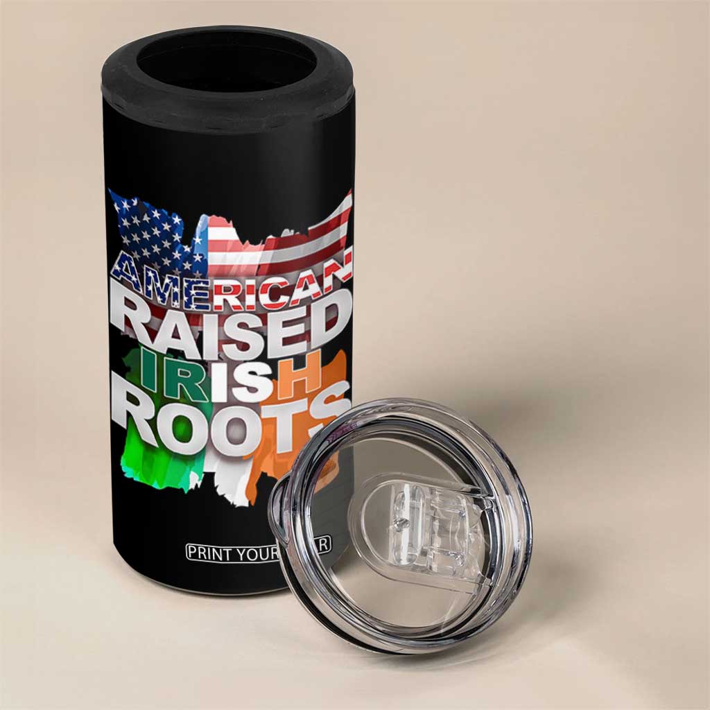 Irish American 4 in 1 Can Cooler Tumbler American Raised Irish Roots St Patrick's Day TS11 Print Your Wear
