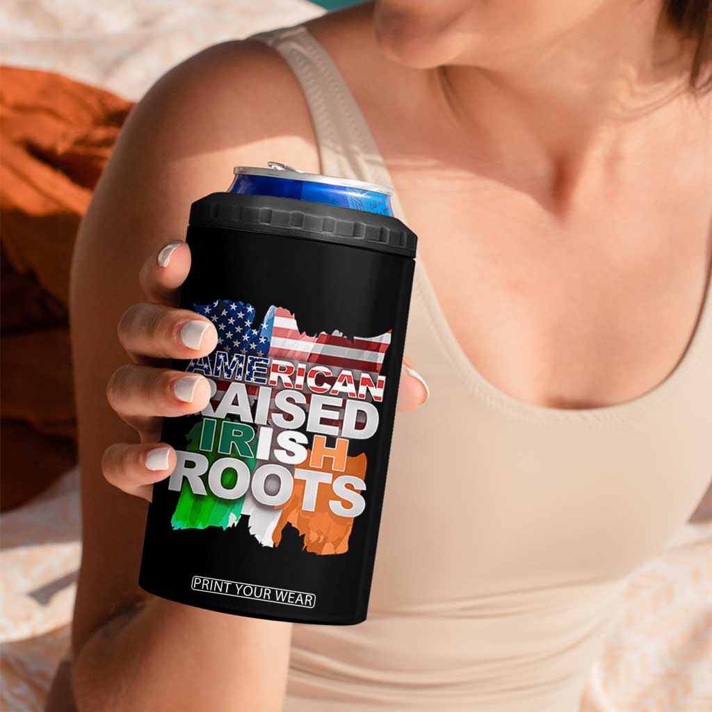 Irish American 4 in 1 Can Cooler Tumbler American Raised Irish Roots St Patrick's Day TS11 Print Your Wear