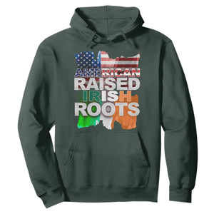 Irish American Hoodie American Raised Irish Roots St Patrick's Day TS11 Dark Forest Green Print Your Wear