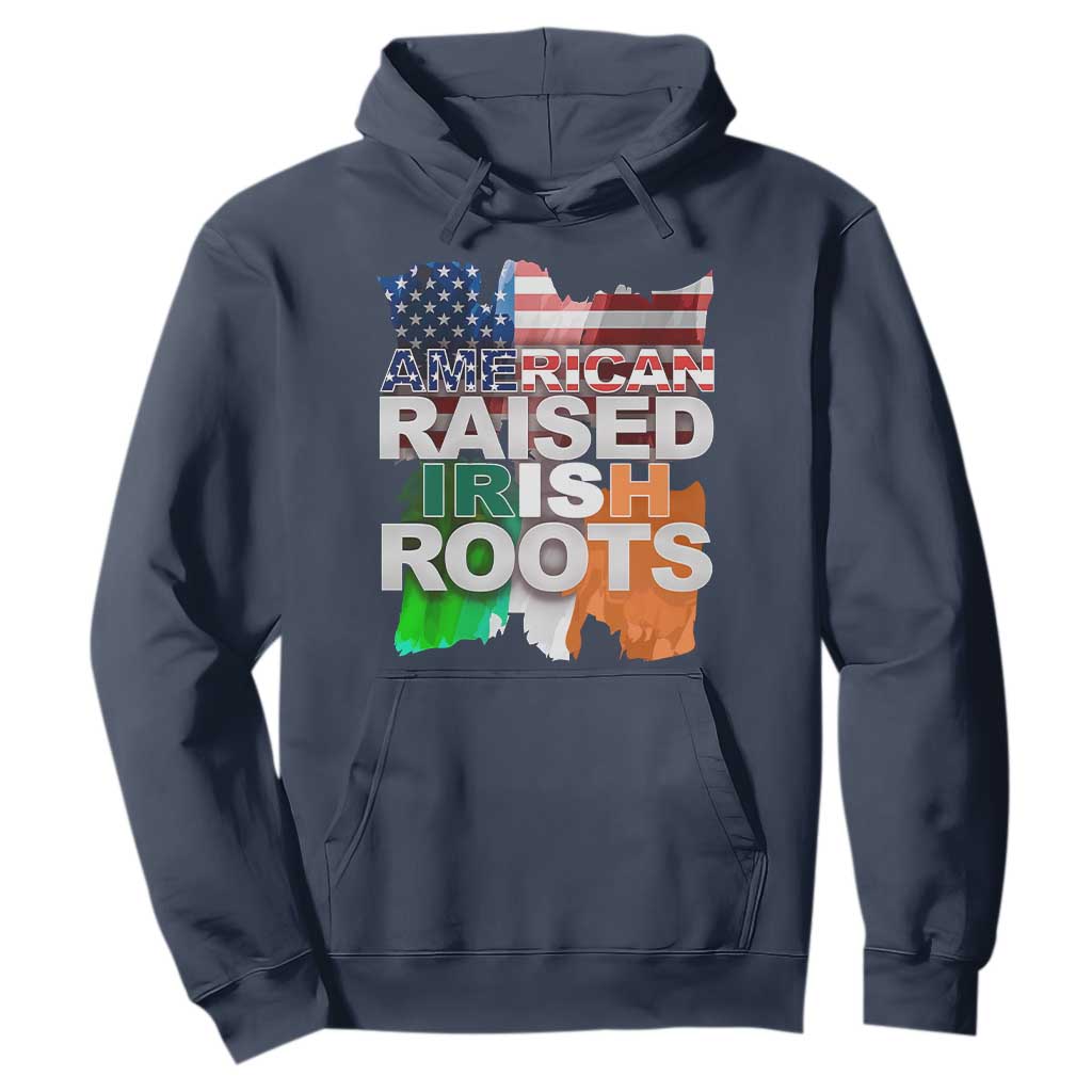 Irish American Hoodie American Raised Irish Roots St Patrick's Day TS11 Navy Print Your Wear