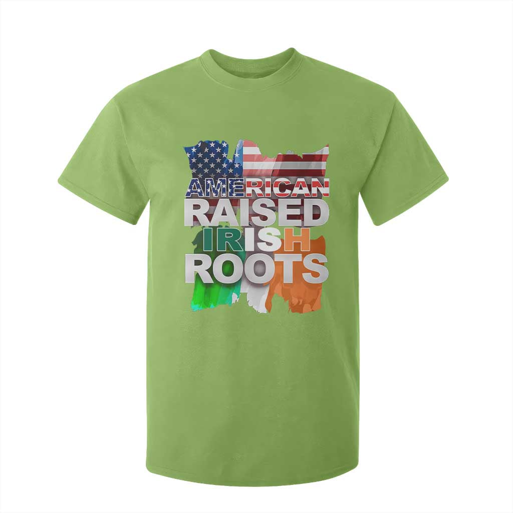 Irish American T Shirt For Kid American Raised Irish Roots St Patrick's Day TS11 Lime Print Your Wear