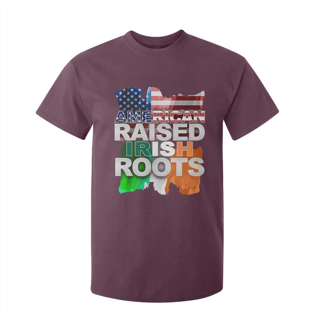 Irish American T Shirt For Kid American Raised Irish Roots St Patrick's Day TS11 Maroon Print Your Wear