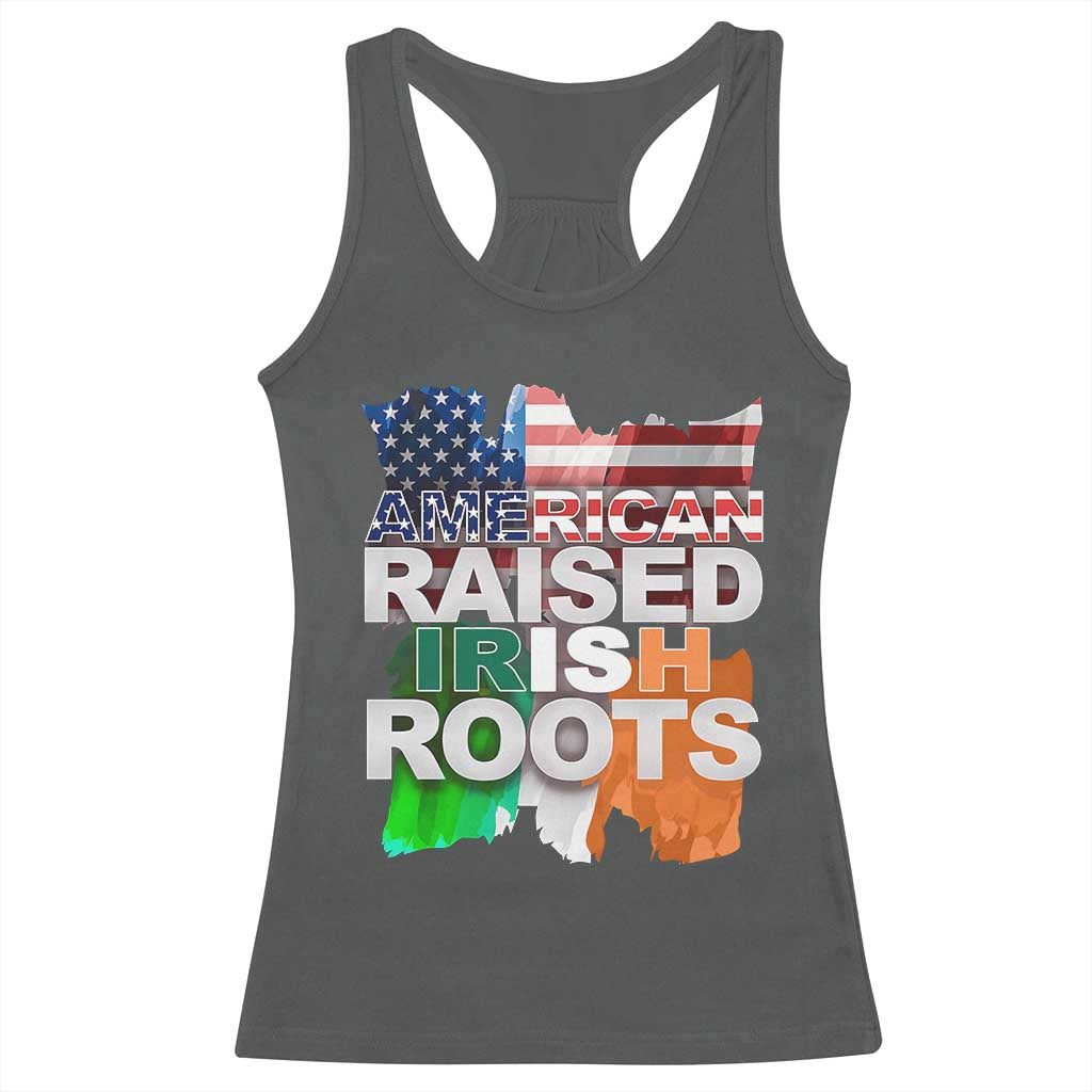 Irish American Racerback Tank Top American Raised Irish Roots St Patrick's Day TS11 Dark Heather Print Your Wear