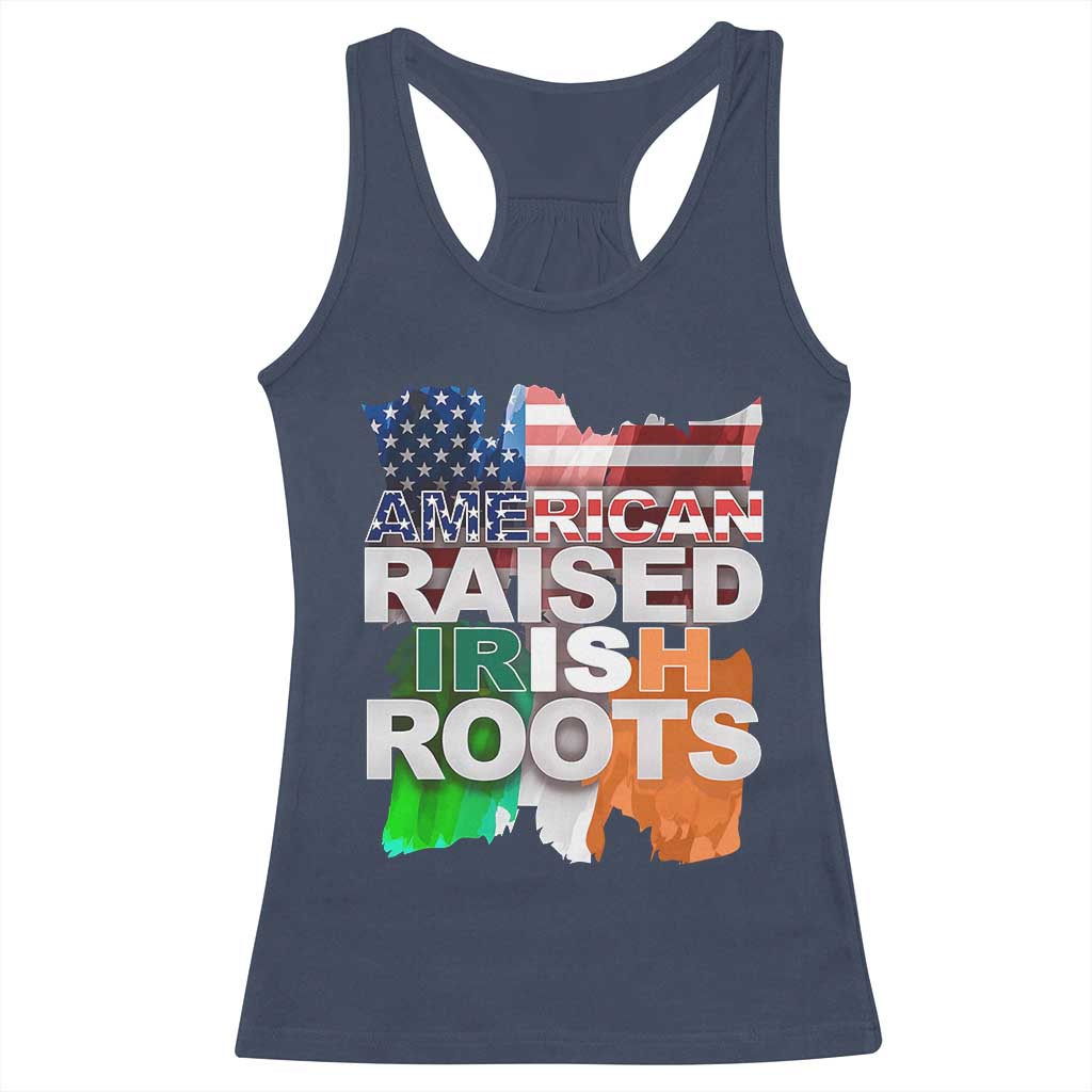 Irish American Racerback Tank Top American Raised Irish Roots St Patrick's Day TS11 Navy Print Your Wear