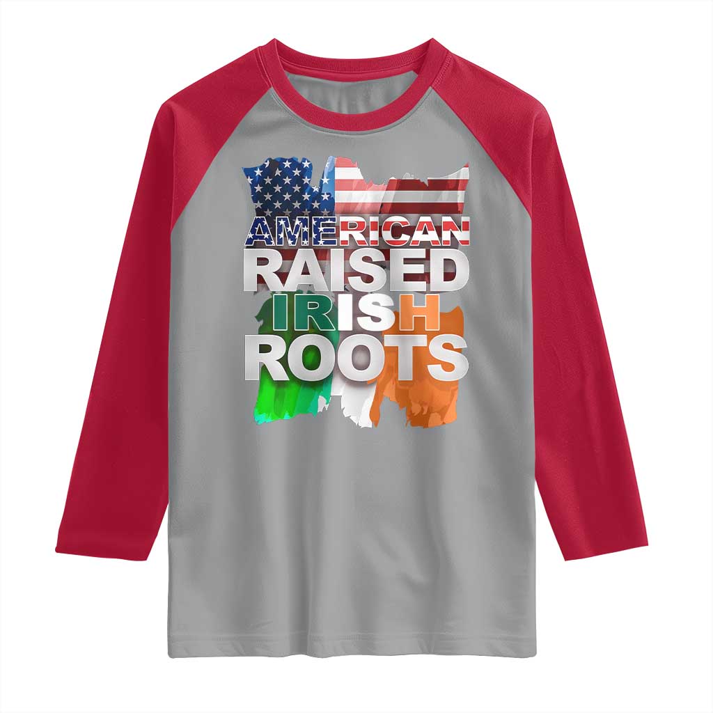 Irish American Raglan Shirt American Raised Irish Roots St Patrick's Day TS11 Sport Gray Red Print Your Wear