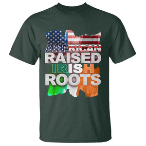 Irish American T Shirt American Raised Irish Roots St Patrick's Day TS11 Dark Forest Green Print Your Wear