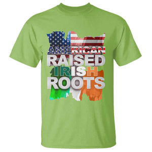 Irish American T Shirt American Raised Irish Roots St Patrick's Day TS11 Lime Print Your Wear