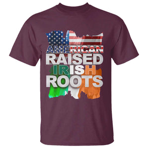 Irish American T Shirt American Raised Irish Roots St Patrick's Day TS11 Maroon Print Your Wear