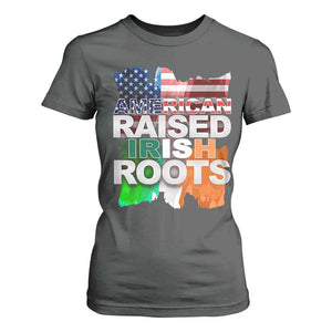 Irish American T Shirt For Women American Raised Irish Roots St Patrick's Day TS11 Dark Heather Print Your Wear