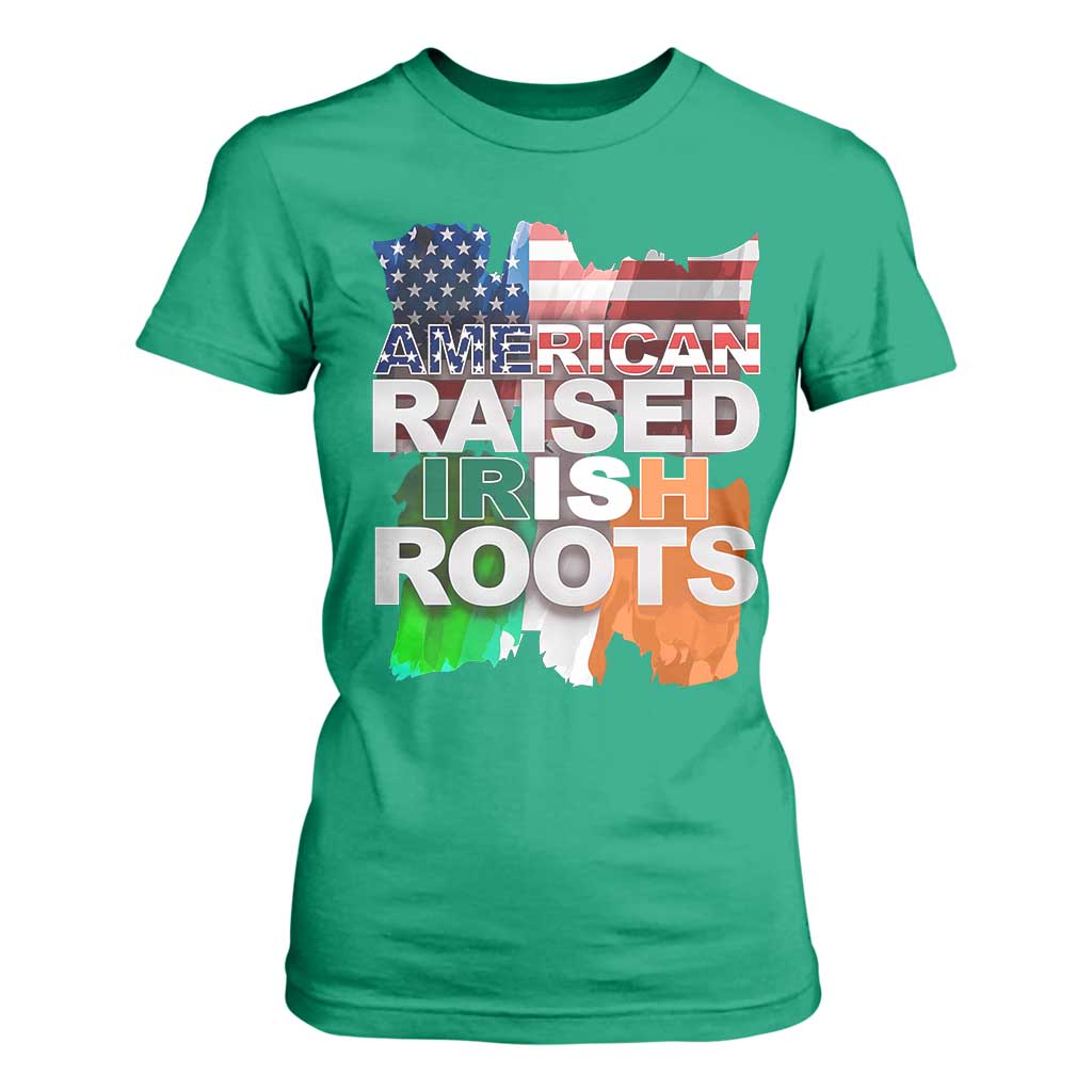 Irish American T Shirt For Women American Raised Irish Roots St Patrick's Day TS11 Irish Green Print Your Wear