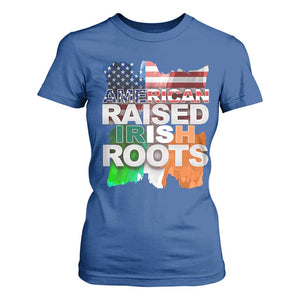 Irish American T Shirt For Women American Raised Irish Roots St Patrick's Day TS11 Royal Blue Print Your Wear