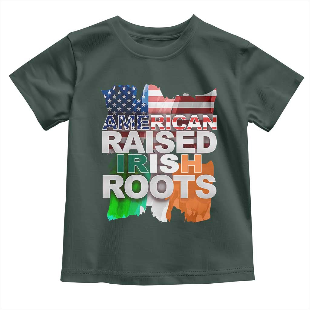 Irish American Toddler T Shirt American Raised Irish Roots St Patrick's Day TS11 Dark Forest Green Print Your Wear
