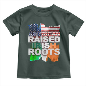Irish American Toddler T Shirt American Raised Irish Roots St Patrick's Day TS11 Dark Forest Green Print Your Wear