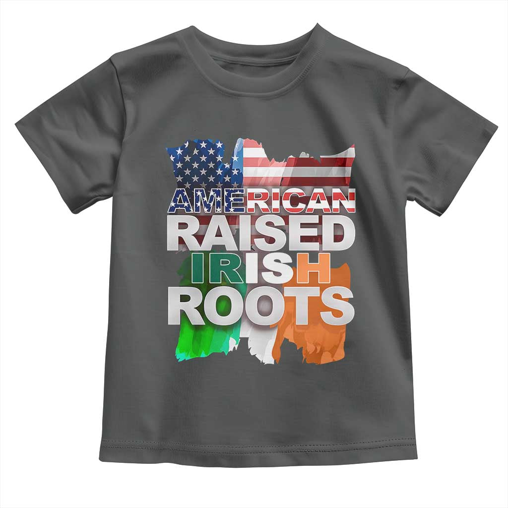 Irish American Toddler T Shirt American Raised Irish Roots St Patrick's Day TS11 Dark Heather Print Your Wear
