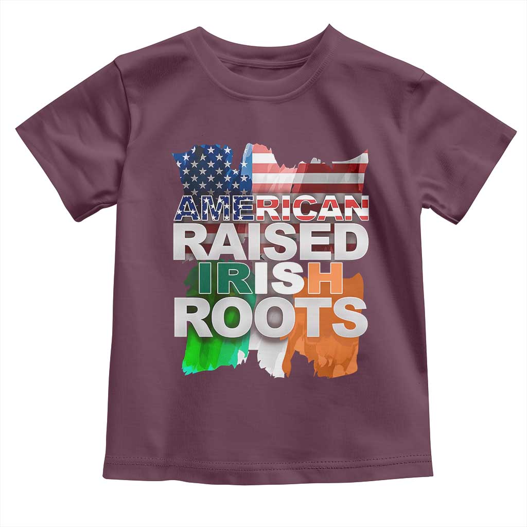Irish American Toddler T Shirt American Raised Irish Roots St Patrick's Day TS11 Maroon Print Your Wear