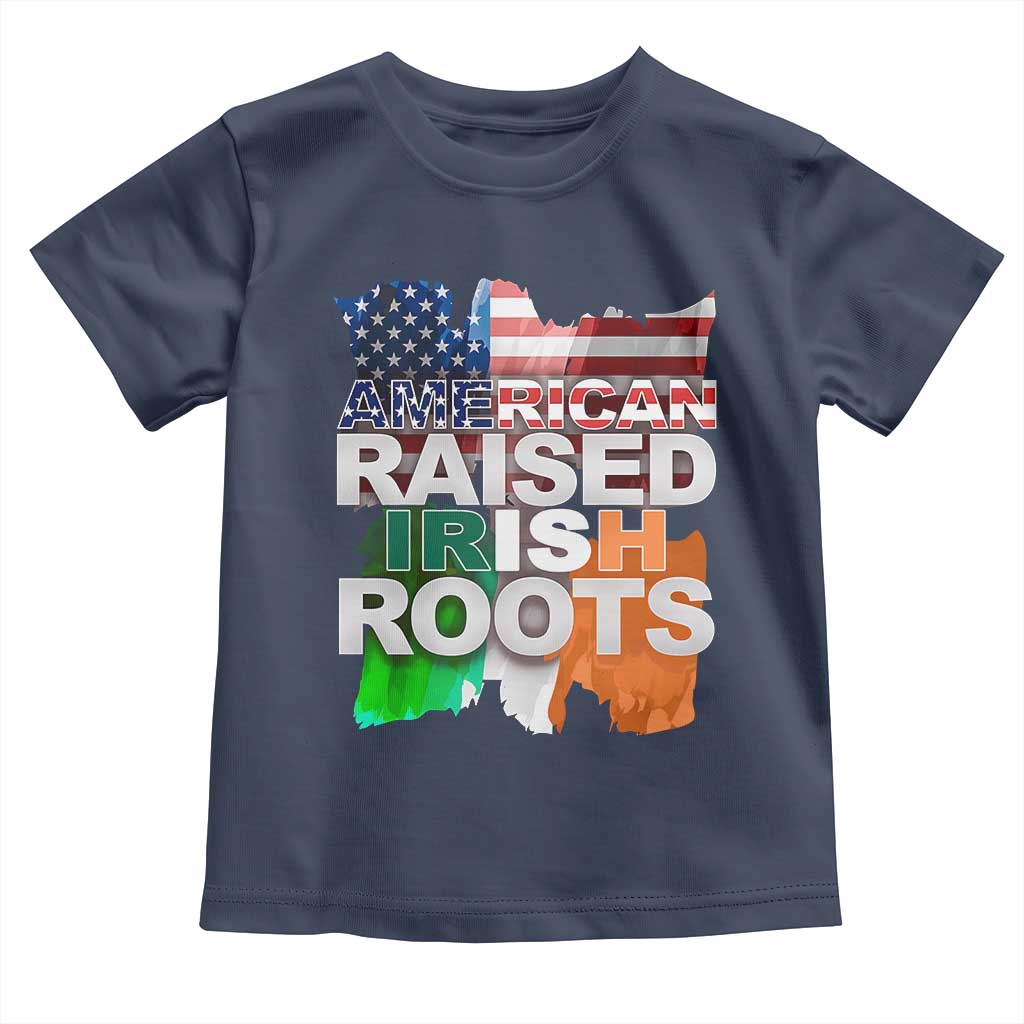 Irish American Toddler T Shirt American Raised Irish Roots St Patrick's Day TS11 Navy Print Your Wear