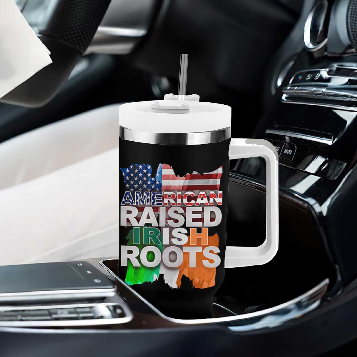 Irish American Tumbler With Handle American Raised Irish Roots St Patrick's Day TS11 Print Your Wear