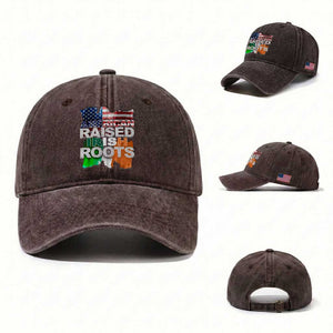 Irish American Washed Cotton Baseball Cap American Raised Irish Roots St Patrick's Day TS11 Washed Cap Universal Fit Dark Brown Print Your Wear