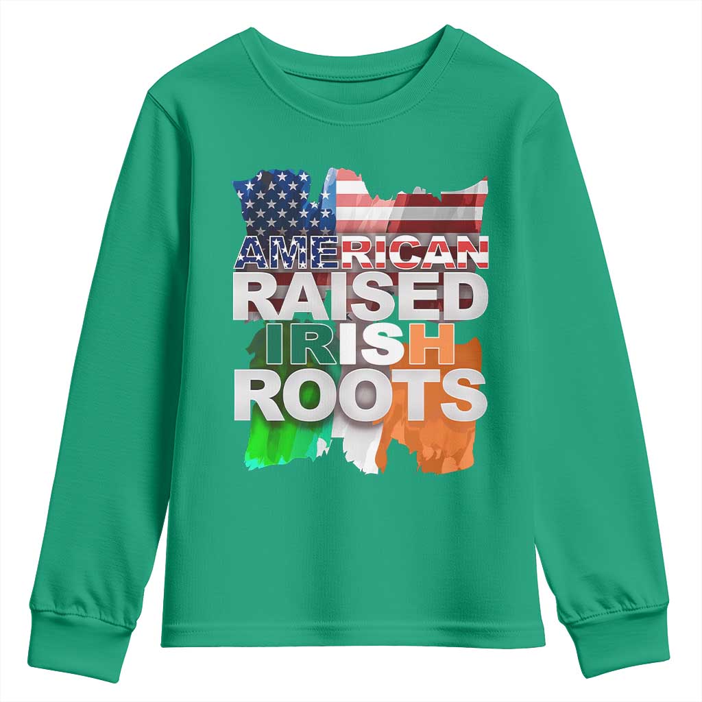 Irish American Youth Sweatshirt American Raised Irish Roots St Patrick's Day TS11 Irish Green Print Your Wear