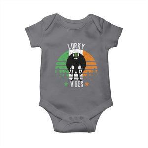 Funny St Patrick's Day Mothman Baby Onesie Lurky Vibes Shamrock Retro Ireland Flag TS11 Charcoal Print Your Wear