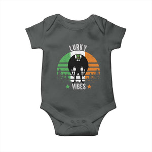 Funny St Patrick's Day Mothman Baby Onesie Lurky Vibes Shamrock Retro Ireland Flag TS11 Dark Heather Print Your Wear