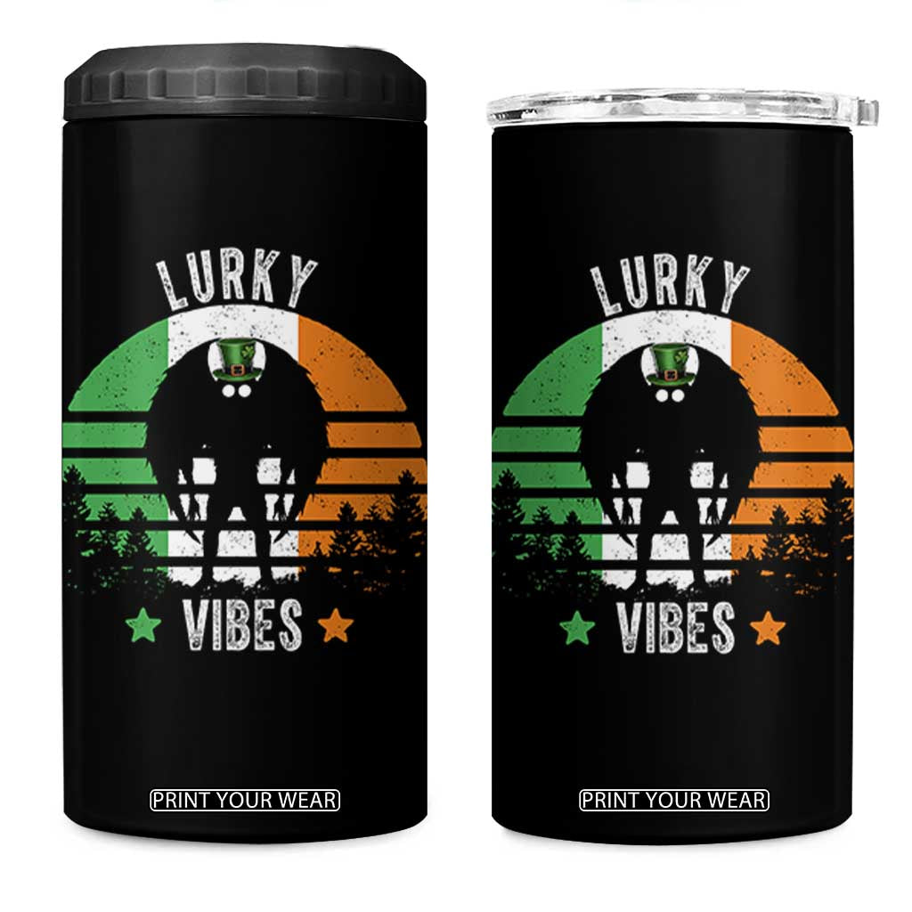 Funny St Patrick's Day Mothman 4 in 1 Can Cooler Tumbler Lurky Vibes Shamrock Retro Ireland Flag TS11 One Size: 16 oz Black Print Your Wear
