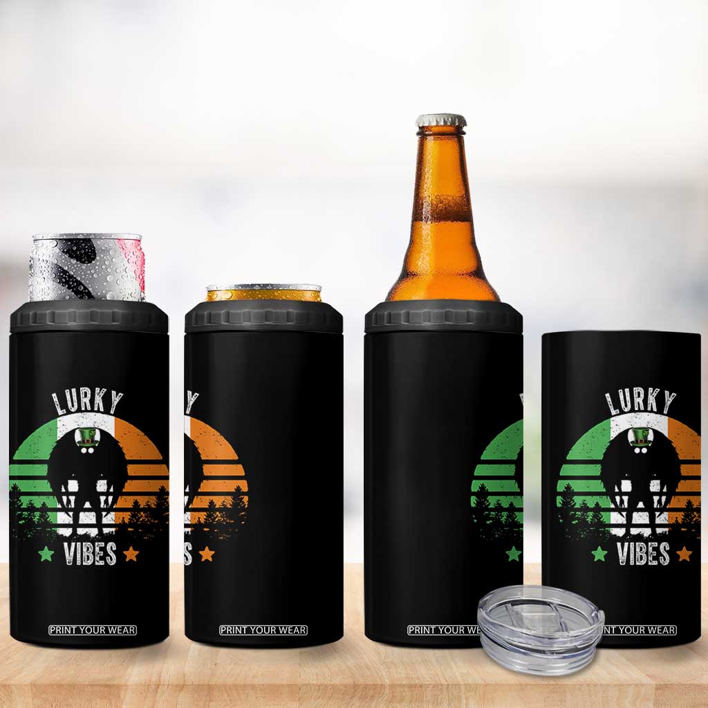 Funny St Patrick's Day Mothman 4 in 1 Can Cooler Tumbler Lurky Vibes Shamrock Retro Ireland Flag TS11 Print Your Wear