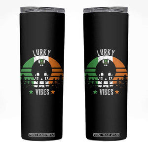 Funny St Patrick's Day Mothman Skinny Tumbler Lurky Vibes Shamrock Retro Ireland Flag TS11 Black Print Your Wear