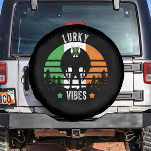 Funny St Patrick's Day Mothman Spare Tire Cover Lurky Vibes Shamrock Retro Ireland Flag TS11 No hole Black Print Your Wear