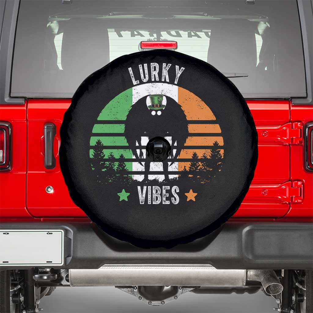 Funny St Patrick's Day Mothman Spare Tire Cover Lurky Vibes Shamrock Retro Ireland Flag TS11 Black Print Your Wear