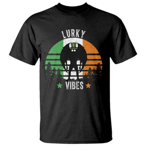 Funny St Patrick's Day Mothman T Shirt Lurky Vibes Shamrock Retro Ireland Flag TS11 Black Print Your Wear