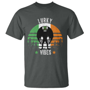 Funny St Patrick's Day Mothman T Shirt Lurky Vibes Shamrock Retro Ireland Flag TS11 Dark Heather Print Your Wear