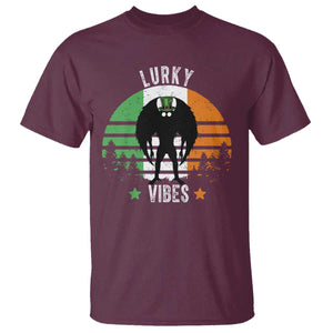 Funny St Patrick's Day Mothman T Shirt Lurky Vibes Shamrock Retro Ireland Flag TS11 Maroon Print Your Wear