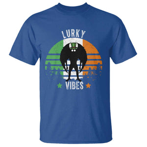 Funny St Patrick's Day Mothman T Shirt Lurky Vibes Shamrock Retro Ireland Flag TS11 Royal Blue Print Your Wear