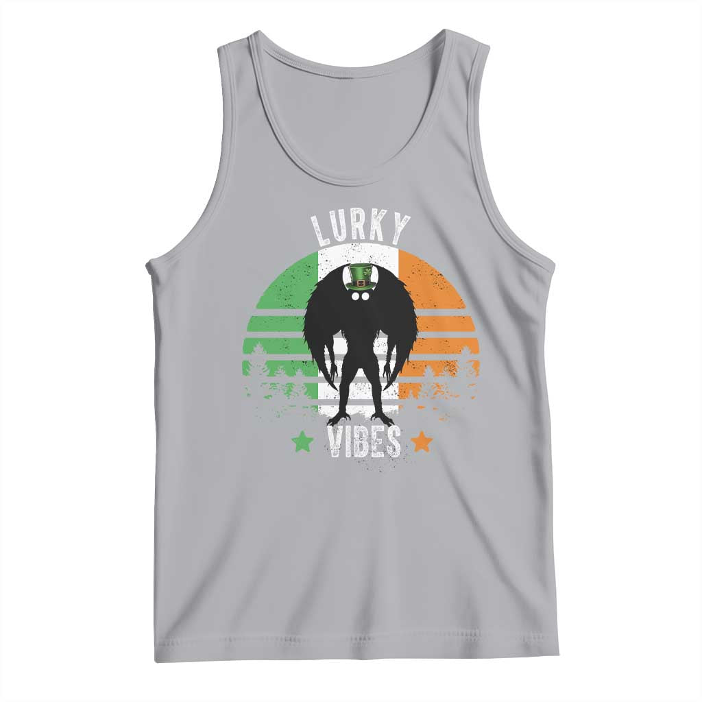 Funny St Patrick's Day Mothman Tank Top Lurky Vibes Shamrock Retro Ireland Flag TS11 Athletic Heather Print Your Wear