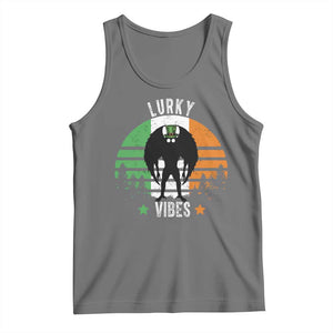 Funny St Patrick's Day Mothman Tank Top Lurky Vibes Shamrock Retro Ireland Flag TS11 Black Heather Print Your Wear