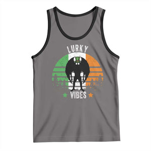 Funny St Patrick's Day Mothman Tank Top Lurky Vibes Shamrock Retro Ireland Flag TS11 Deep Heather Black Print Your Wear