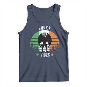 Funny St Patrick's Day Mothman Tank Top Lurky Vibes Shamrock Retro Ireland Flag TS11 Navy Print Your Wear