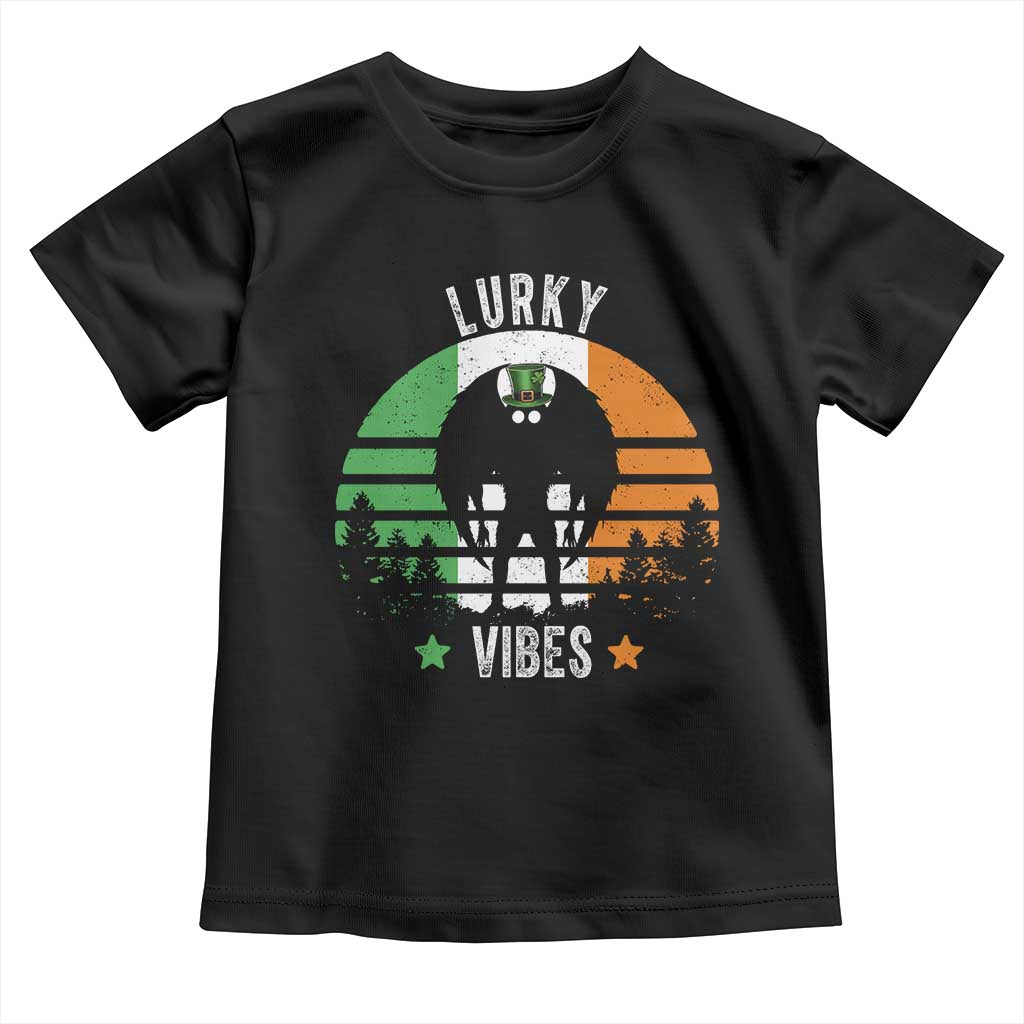 Funny St Patrick's Day Mothman Toddler T Shirt Lurky Vibes Shamrock Retro Ireland Flag TS11 Black Print Your Wear
