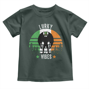 Funny St Patrick's Day Mothman Toddler T Shirt Lurky Vibes Shamrock Retro Ireland Flag TS11 Dark Forest Green Print Your Wear