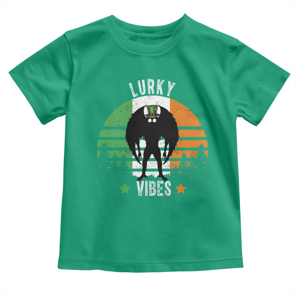Funny St Patrick's Day Mothman Toddler T Shirt Lurky Vibes Shamrock Retro Ireland Flag TS11 Irish Green Print Your Wear