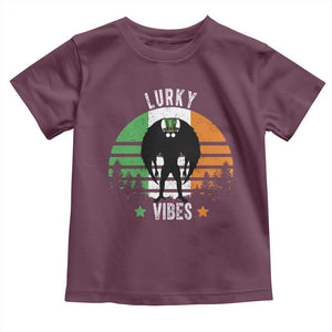 Funny St Patrick's Day Mothman Toddler T Shirt Lurky Vibes Shamrock Retro Ireland Flag TS11 Maroon Print Your Wear